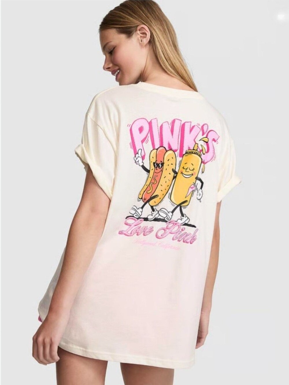 PINK x Pink's Campus Cotton Tee, Size Large, NWT
